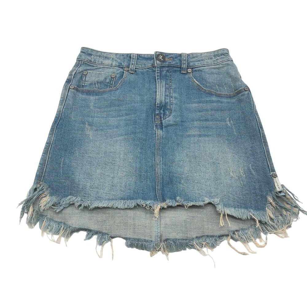 One Teaspoon Womens High Waist Distressed Denim Mini Skirt Size 27